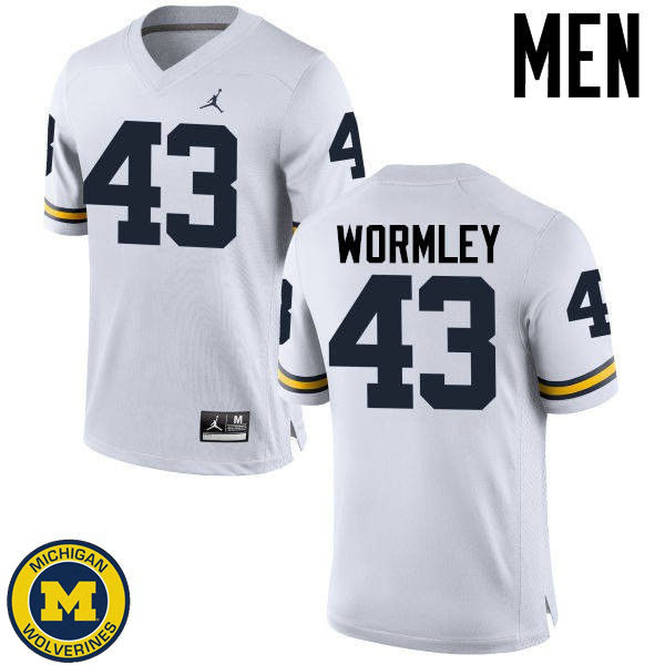 Men's University of Michigan #43 Chris Wormley White Fashion Jersey